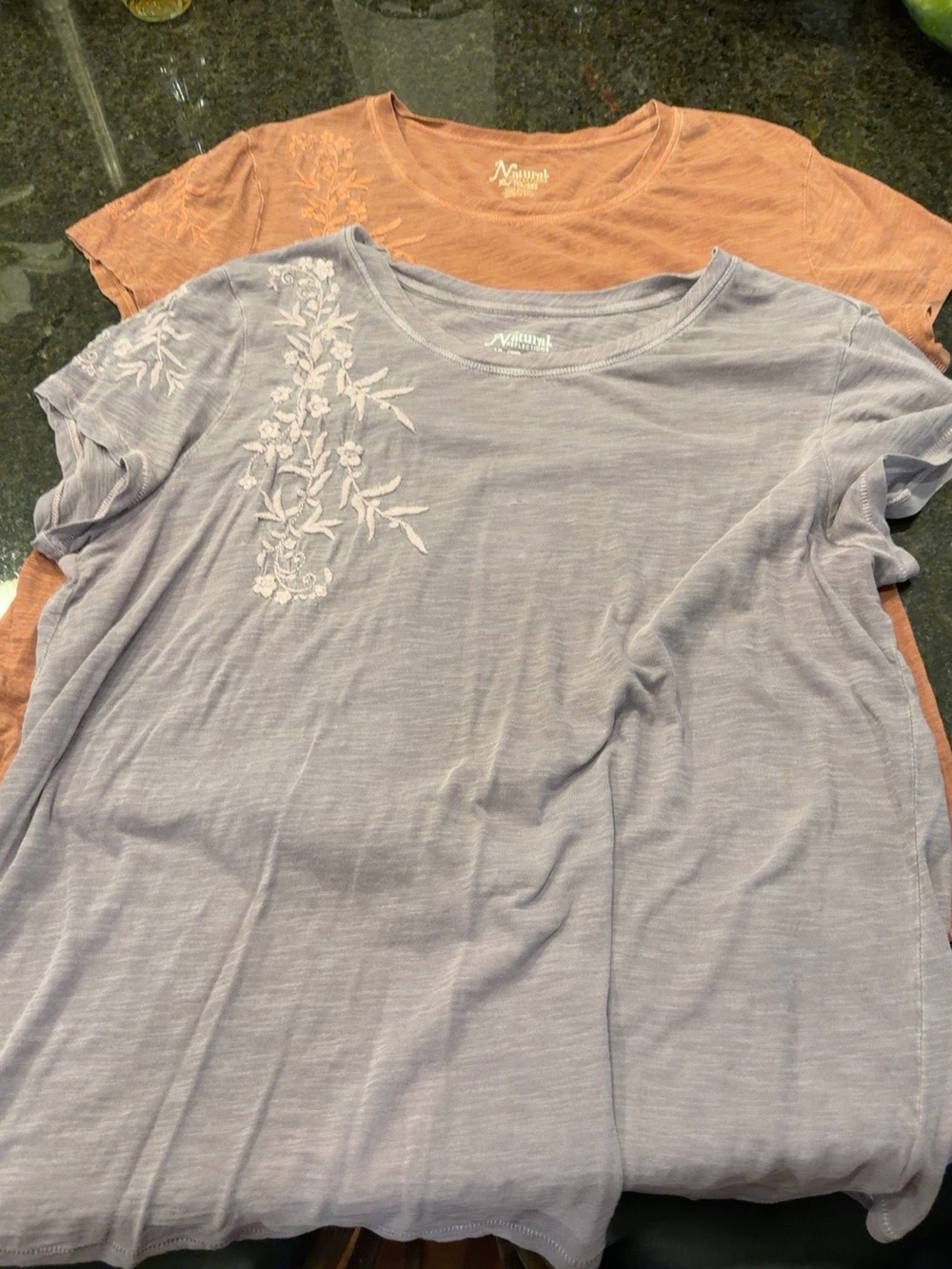 Natural Reflections 2-Piece Bundle Floral Embroidered Shirts XL